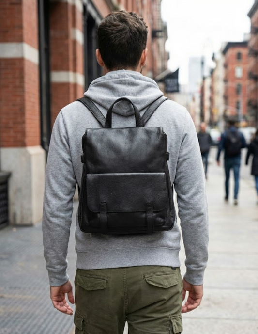 Borsa/zaino in pelle intrecciata - BASZ53 nero Barbera Biella - Scarpe Fatte a Mano