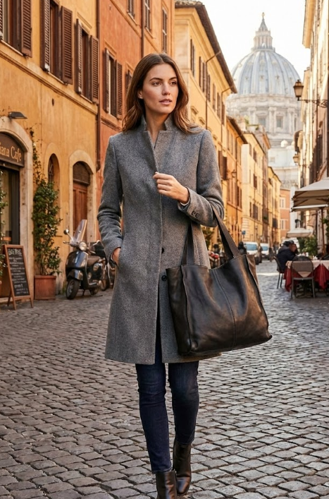 Borsa a spalla in pelle - BASJ58 nero Barbera Biella - Scarpe Fatte a Mano