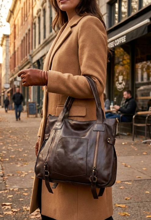 Borsa a spalla in pelle - BASS52 moro Barbera Biella - Scarpe Fatte a Mano