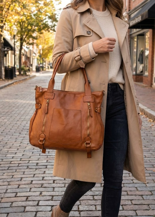 Borsa a spalla in pelle - BASS52 cuoio Barbera Biella - Scarpe Fatte a Mano