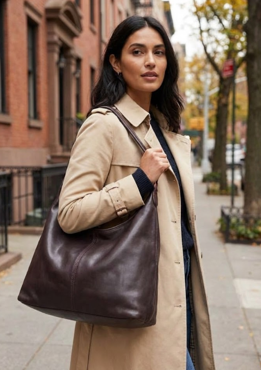 Borsa a spalla in pelle - BASJ58 moro Barbera Biella - Scarpe Fatte a Mano