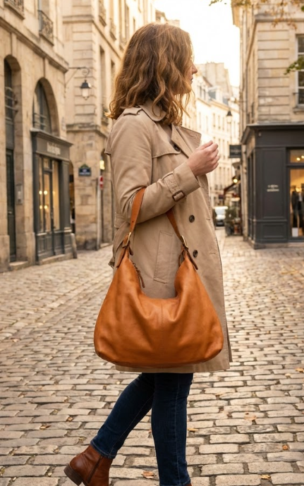 Borsa a spalla in pelle - BAYL49 cuoio Barbera Biella - Scarpe Fatte a Mano