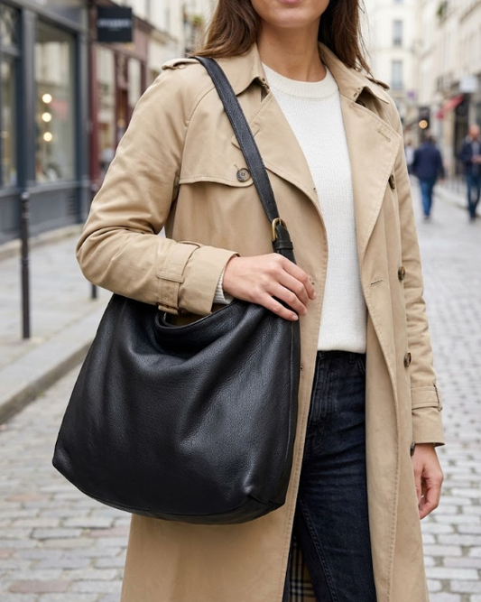 Borsa a spalla in pelle - BAYL49 nero Barbera Biella - Scarpe Fatte a Mano