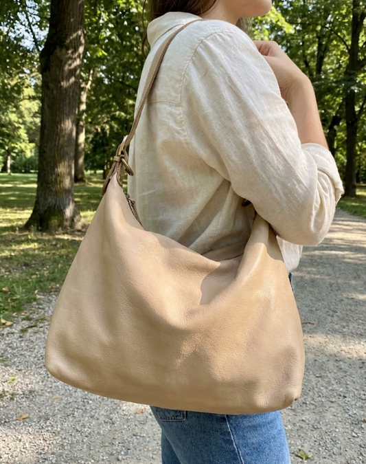 Borsa a spalla in pelle - BAYL49 taupe Barbera Biella - Scarpe Fatte a Mano