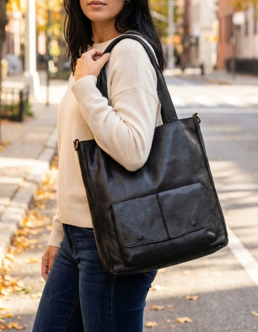 Borsa a spalla in pelle - BAUN55 nero Barbera Biella - Scarpe Fatte a Mano