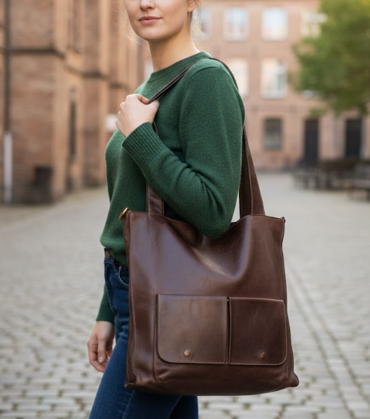 Borsa a spalla in pelle - BAUN55 moro Barbera Biella - Scarpe Fatte a Mano