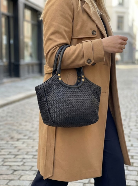 Borsa a mano in pelle intrecciata BAHD49854 - nero Barbera Biella - Scarpe Fatte a Mano