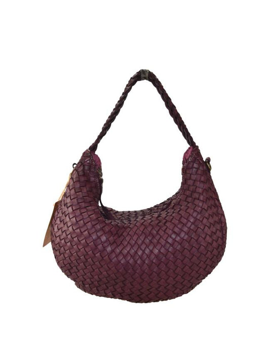 Borsa a spalla in pelle intrecciata - BAUF55861 Bordeaux