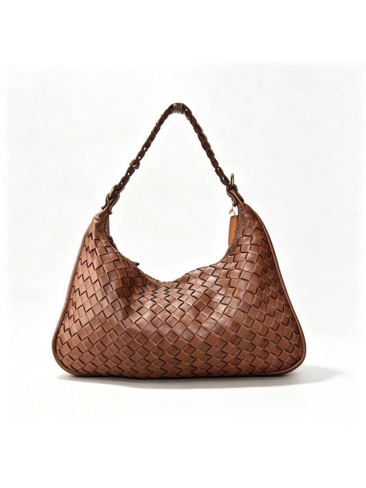 Borsa a spalla in pelle intrecciata - BASS55861 Marrone