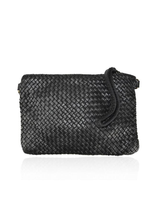 Pochette in pelle intrecciata - BAAY24826 Nera