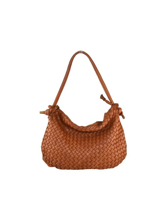 Borsa a spalla in pelle intrecciata - BAJT46851 Cuoio