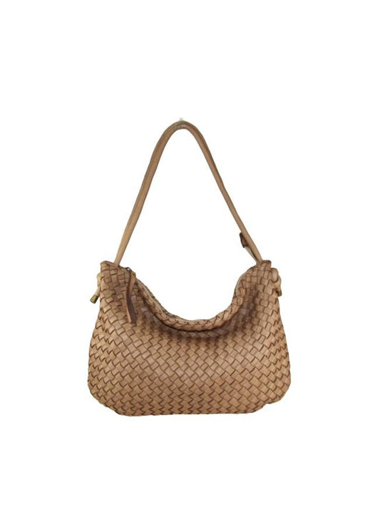 Borsa a spalla in pelle intrecciata - BAJT46851 Taupe
