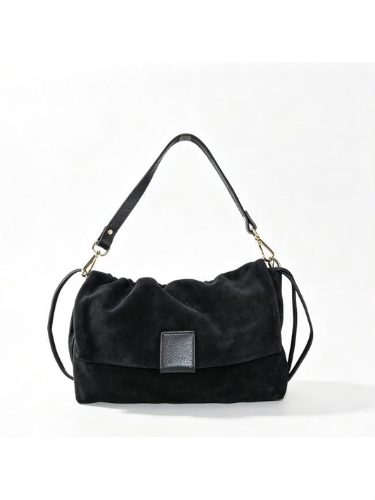 Borsa a spalla in pelle intrecciata - BALG39843 Camoscio Nero