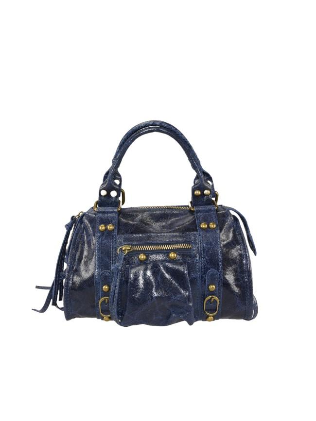 Borsa a mano in pelle con tracolla - BABA29832 blu Barbera Biella - Scarpe Fatte a Mano