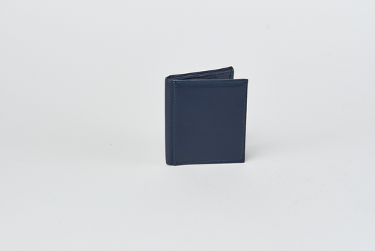 Portafoglio Verticale carte/banconote - Misura piccola - Vitello Blu