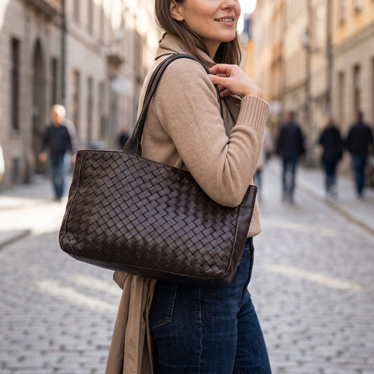 Borsa a spalla in pelle intrecciata - BAST55861 Testa Moro Barbera Biella - Scarpe Fatte a Mano