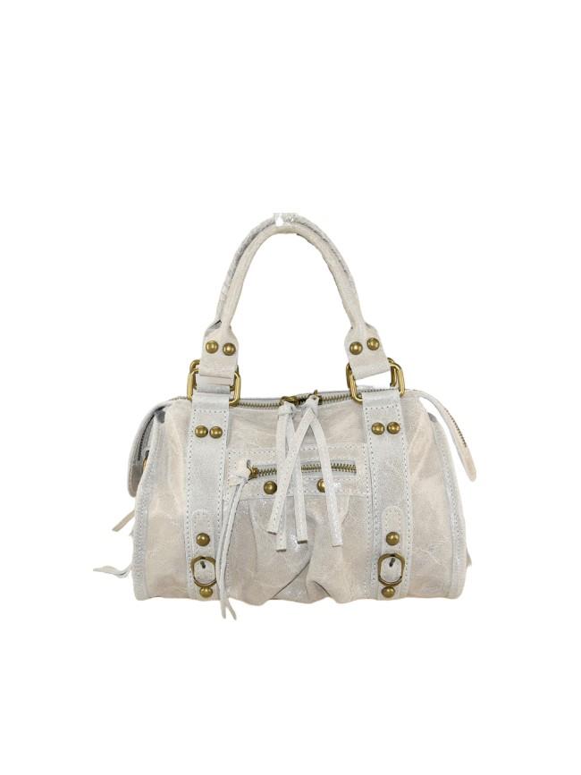 Borsa a mano in pelle con tracolla - BABA29832 ghiaccio Barbera Biella - Scarpe Fatte a Mano