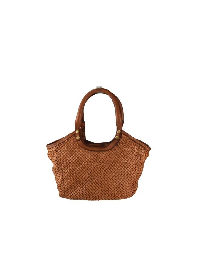 Borsa a mano in pelle intrecciata BAHD49854 - cuoio Barbera Biella - Scarpe Fatte a Mano