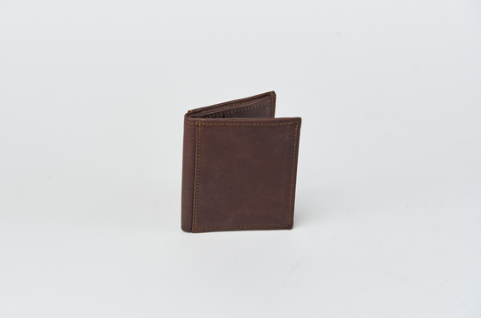 Portafoglio Verticale carte/banconote - Misura piccola - Cuoio concia vegetale Marrone
