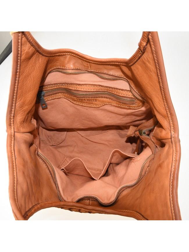 Borsa a spalla in pelle intrecciata - BAVM47852 cuoio Barbera Biella - Scarpe Fatte a Mano