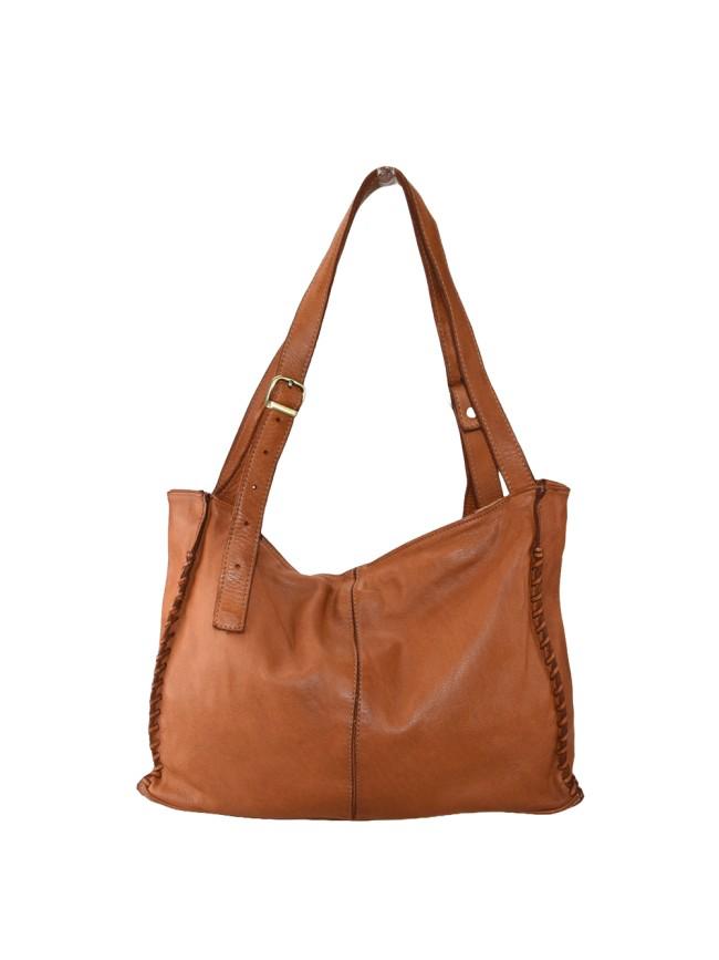 Borsa a spalla in pelle - BATL48 cuoio Barbera Biella - Scarpe Fatte a Mano