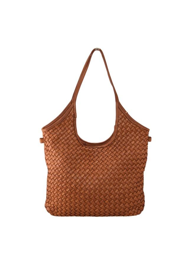 Borsa a spalla in pelle intrecciata - BAVM47852 cuoio Barbera Biella - Scarpe Fatte a Mano