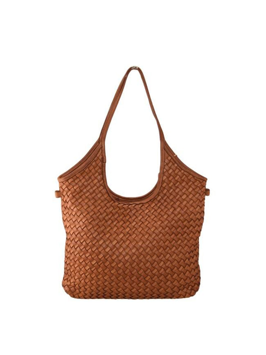 Borsa a spalla in pelle intrecciata - BAVM47852 cuoio Barbera Biella - Scarpe Fatte a Mano