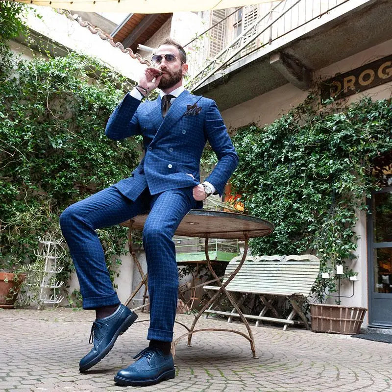 1009 Montebianco Blu Barbera Biella - Scarpe Fatte a Mano