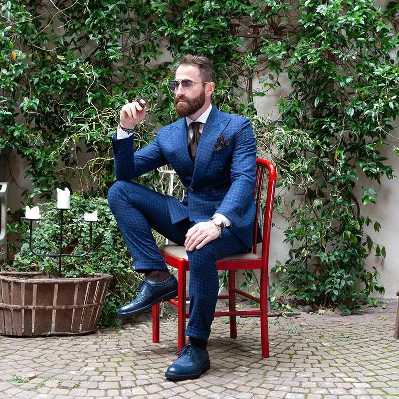 1009 Montebianco Blu Barbera Biella - Scarpe Fatte a Mano