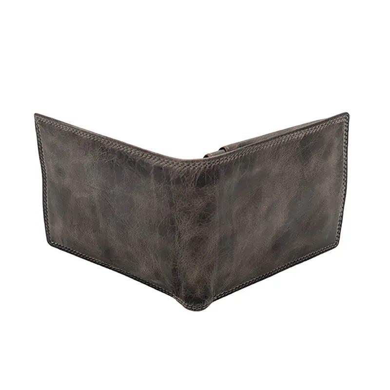 Portafoglio con Portamonete e Patta Grigio Stone Wax Barbera Biella - Scarpe Fatte a Mano