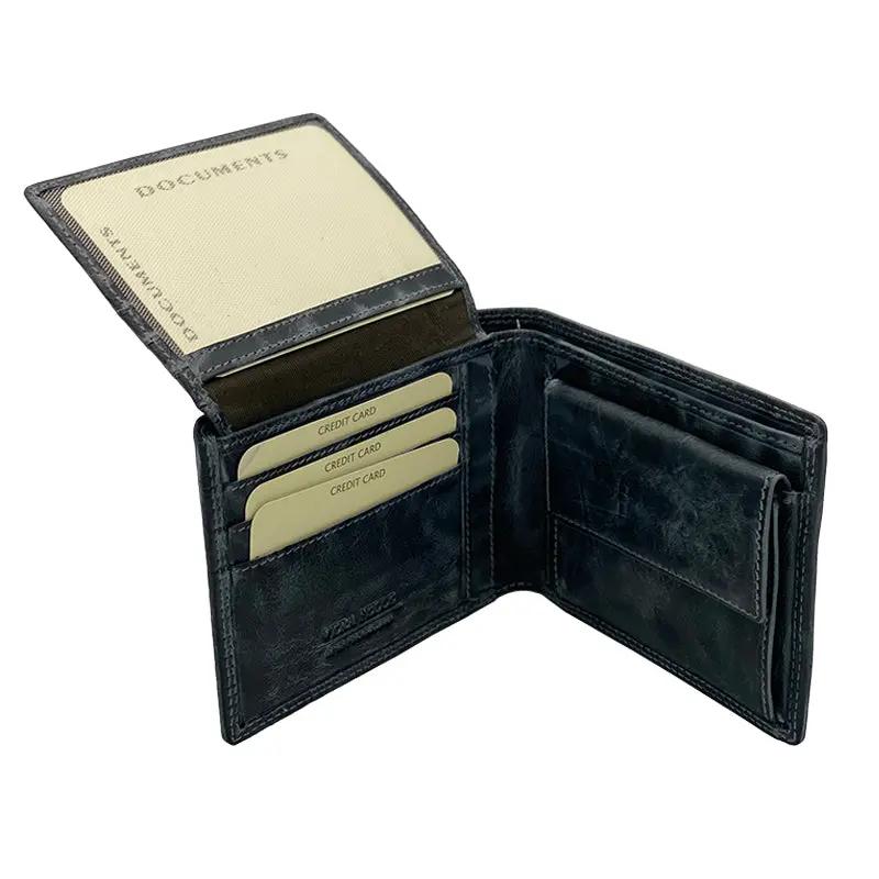 Portafoglio con Portamonete e Patta Hazz Grey Stone Wax Barbera Biella - Scarpe Fatte a Mano