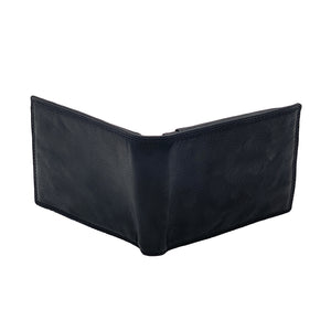 Portafoglio con Portamonete e Patta Nero Stone Wax