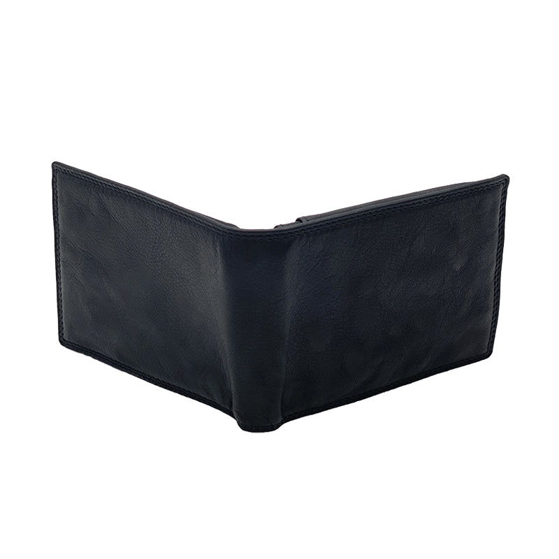 Portafoglio con Portamonete e Patta Nero Stone Wax