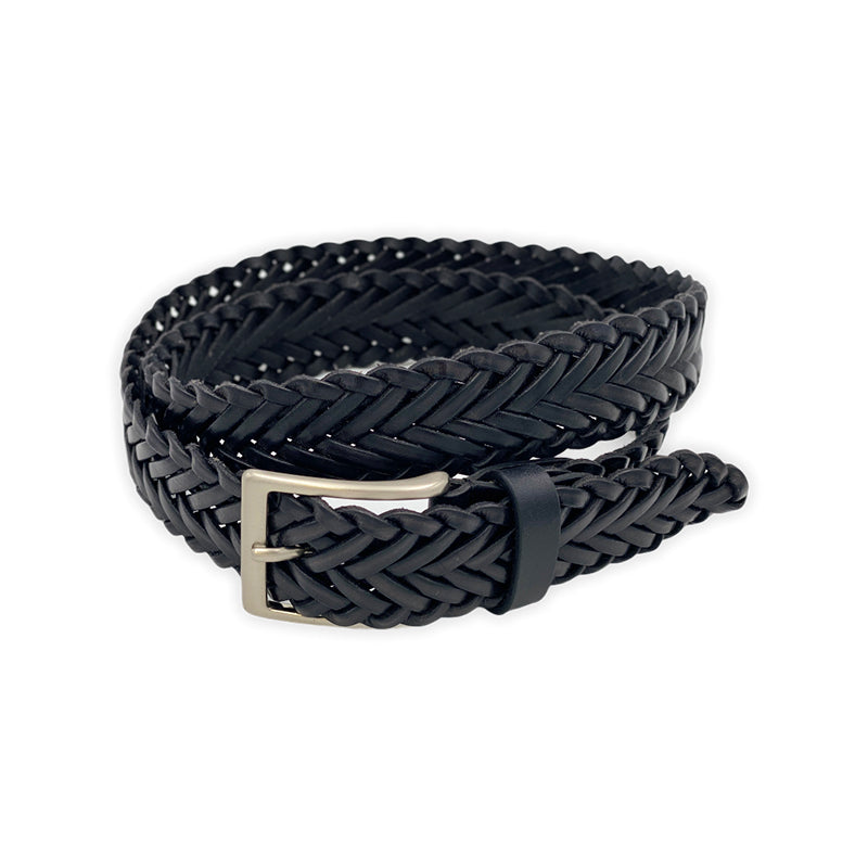 Handmade Black Braided Leather Belt