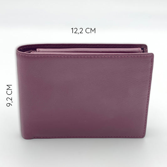 Wallet with Coin Purse and Flap in Bordeaux Nappa Leather