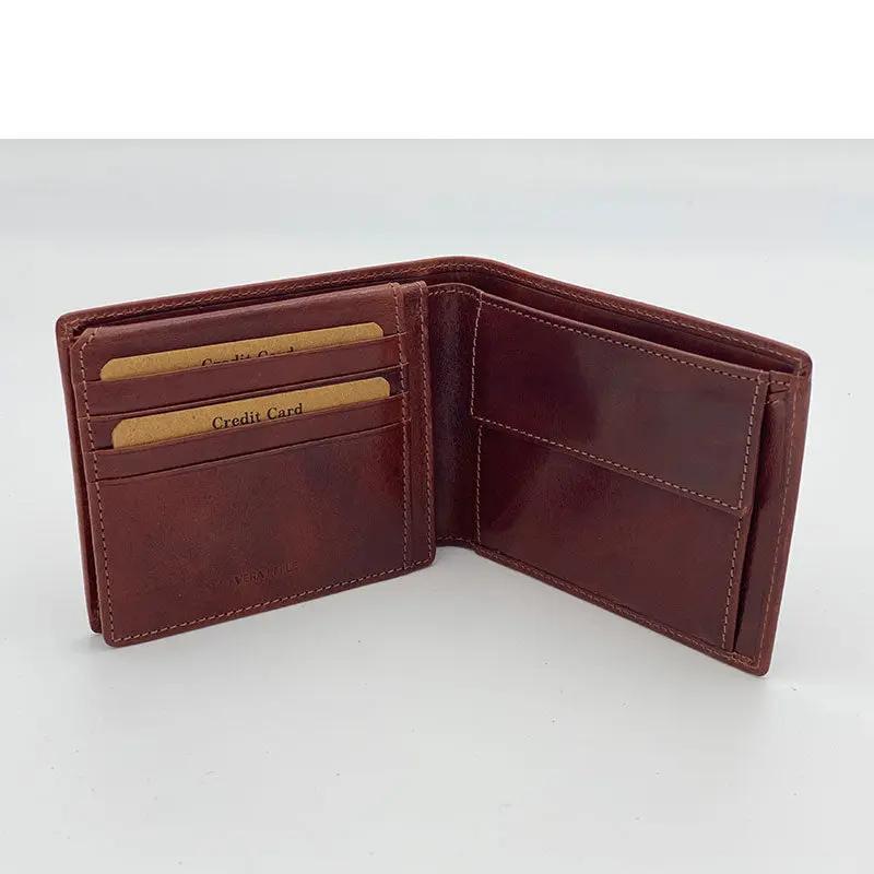 Portafoglio Cuoio Concia Vegetale con Portamonete e Patta Cognac mis.classica - Scarpe Biella | Barbera Sandro e Figli snc