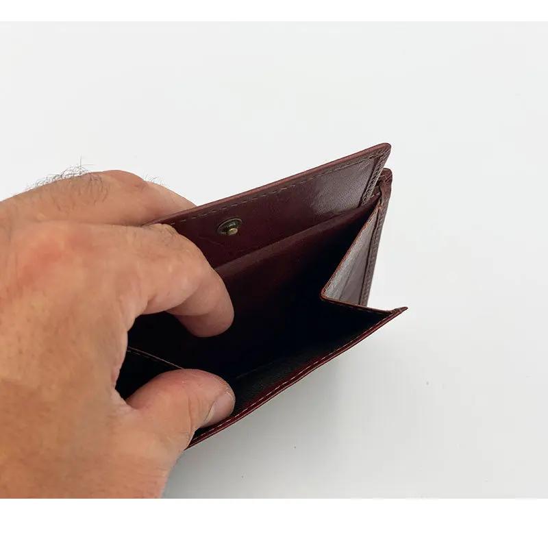 Portafoglio Cuoio Concia Vegetale con Portamonete e Patta Cognac mis.classica - Scarpe Biella | Barbera Sandro e Figli snc