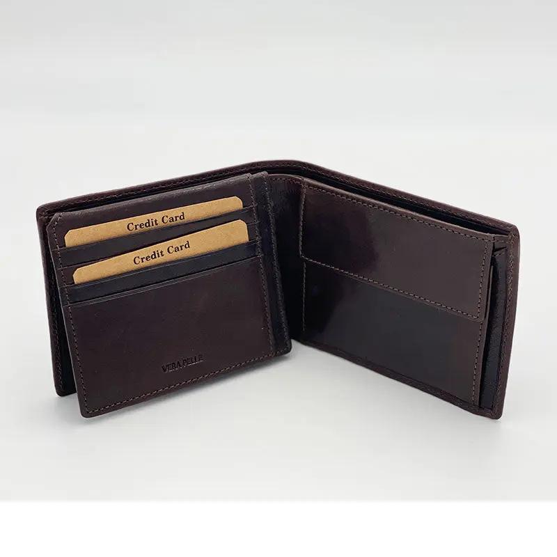 Portafoglio Cuoio Concia Vegetale con Portamonete e Patta Moro mis.classica - Scarpe Biella | Barbera Sandro e Figli snc