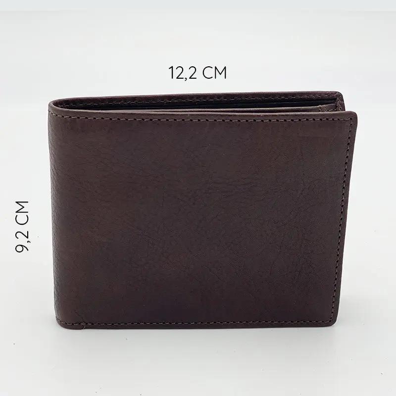 Portafoglio Cuoio Concia Vegetale con Portamonete e Patta Moro mis.classica - Scarpe Biella | Barbera Sandro e Figli snc