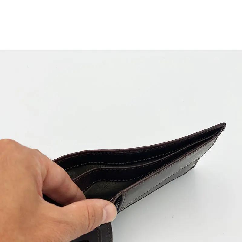 Portafoglio Cuoio Concia Vegetale con Portamonete e Patta Moro mis.classica - Scarpe Biella | Barbera Sandro e Figli snc