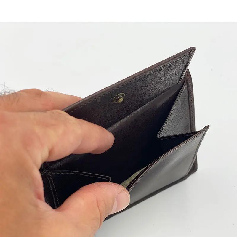 Portafoglio Cuoio Concia Vegetale con Portamonete e Patta Moro mis.classica - Scarpe Biella | Barbera Sandro e Figli snc