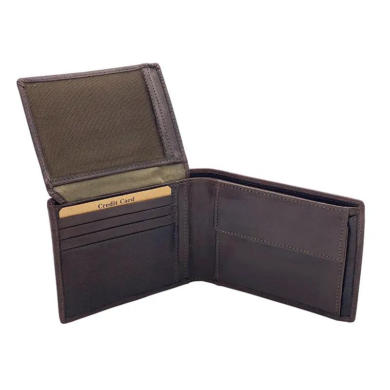 Portafoglio Cuoio Concia Vegetale con Portamonete e Patta Moro mis.classica - Scarpe Biella | Barbera Sandro e Figli snc