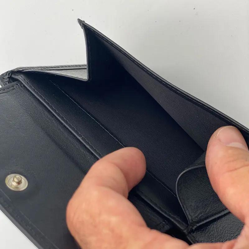 Portafoglio Cuoio Concia Vegetale con Portamonete e Patta Nero mis.classica - Scarpe Biella | Barbera Sandro e Figli snc