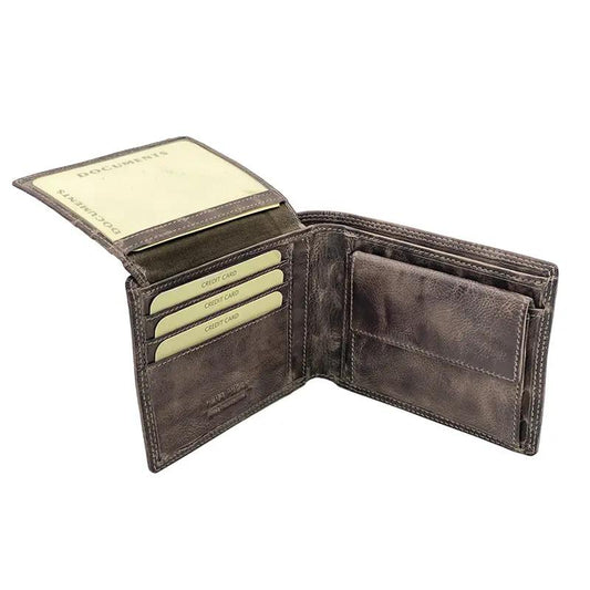 Portafoglio con Portamonete e Patta Grigio Stone Wax mis.classica - Scarpe Biella | Barbera Sandro e Figli snc