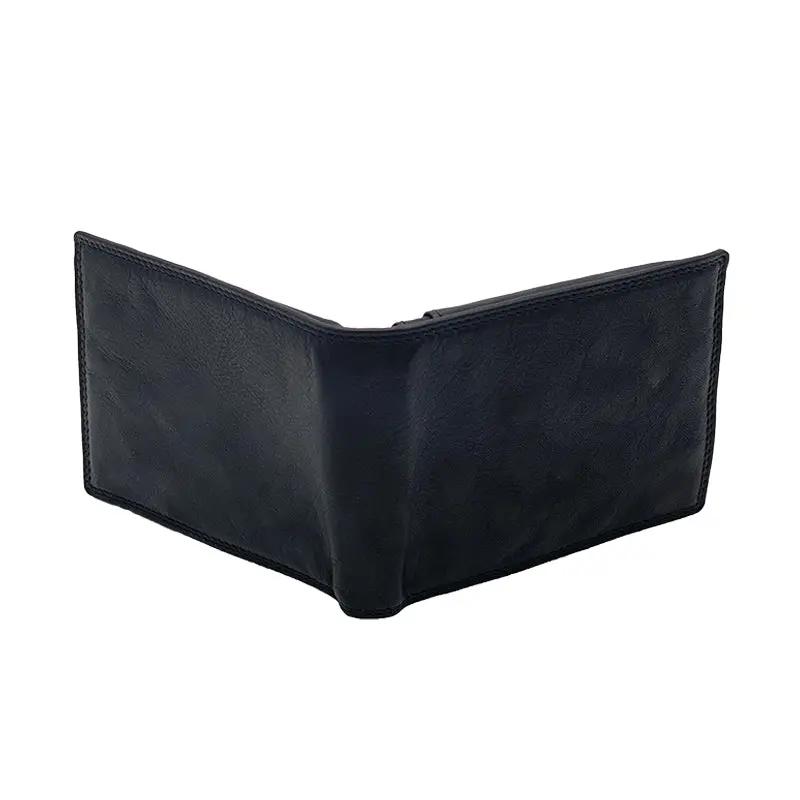 Portafoglio con Portamonete e Patta Nero Stone Wax mis.classica - Scarpe Biella | Barbera Sandro e Figli snc