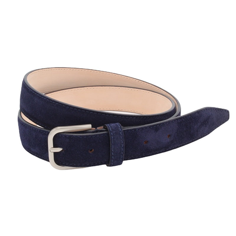Handmade Navy Blue Suede Belt