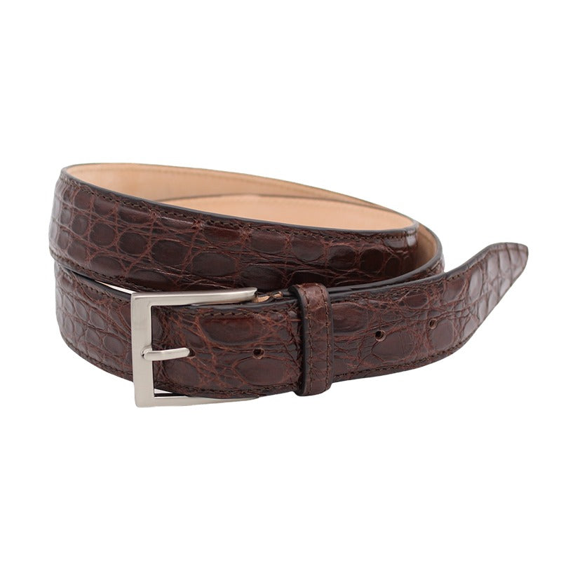 Handmade Dark Brown Genuine Crocodile Belt