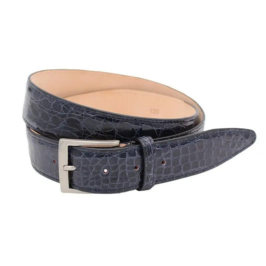 Cintura Fatta a Mano in vero coccodrillo blu