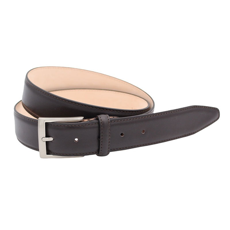 Handmade dark brown calfskin belt