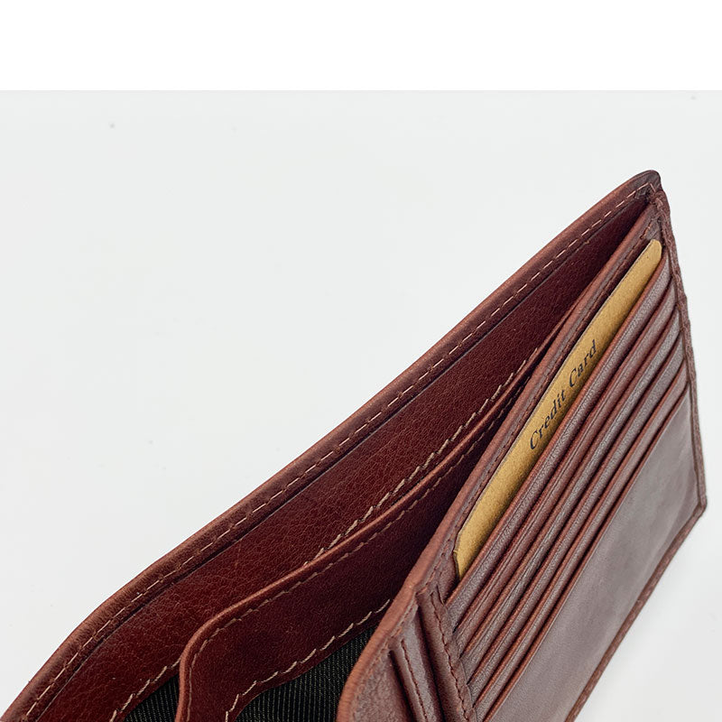 Portafoglio Piccolo Cuoio Concia Vegetale Tutto Carte Cognac
